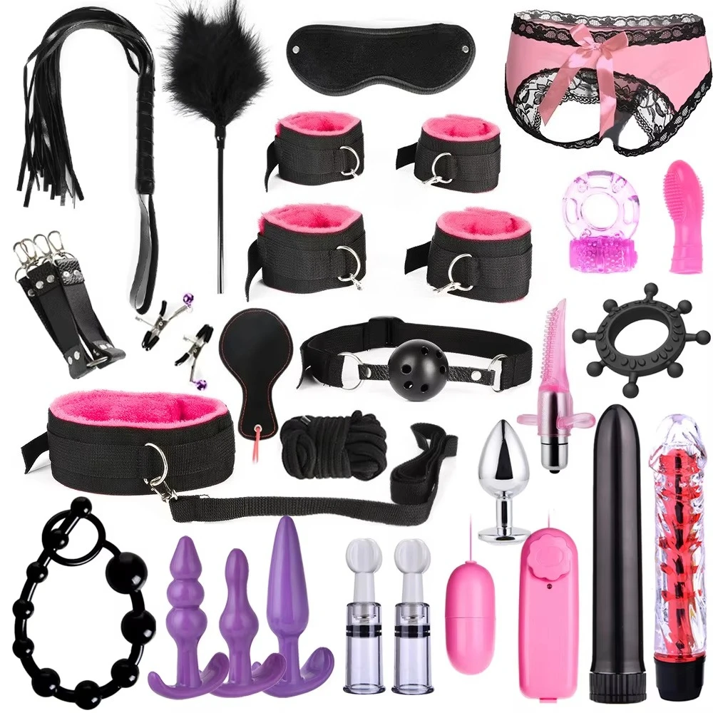 Party Games Couple - Leather BDSM Kit for Couples Handcuffs